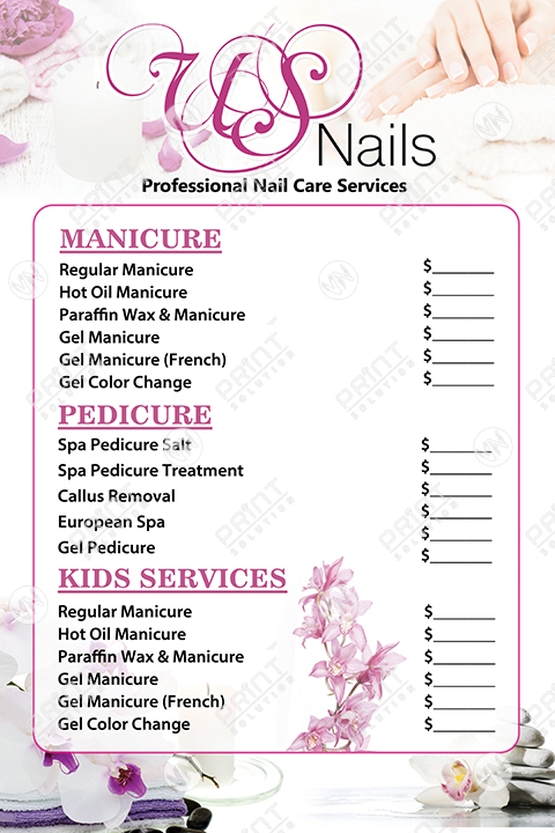 Nails Salon Poster Pricelists Npl 12 