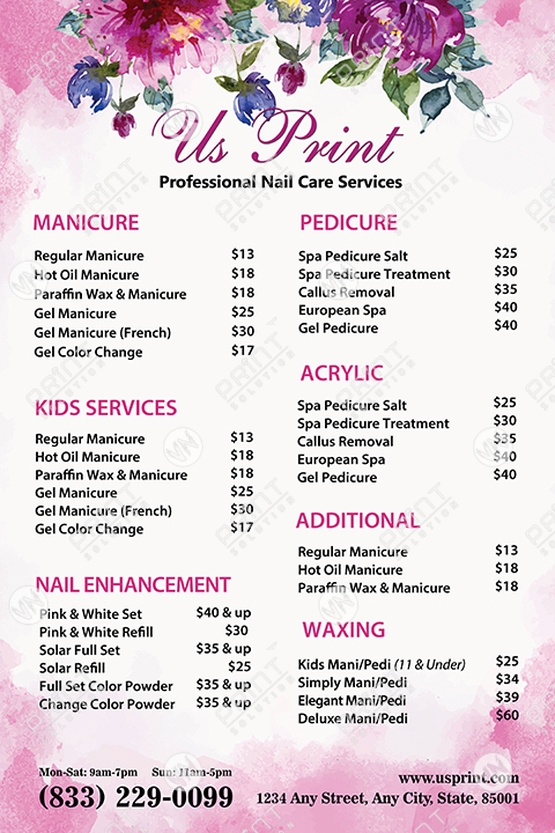 Nail Salon Price List Poster by Barberwall - Nail Salon Decor - Nail salon  poster - Dimension 24 x 36 Inches in Size, Laminated for fade prevention.  YOU WILL LOVE IT : Amazon.in: Beauty